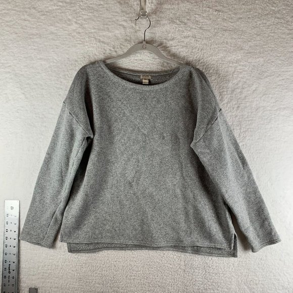 J.‎ Crew Sweater Women's XL Heather Gray Cotton Stretch Round Neck Pullover 7977 - Picture 1 of 7